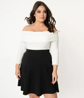 Smak Parlour Plus Size 1960s Black Sweet Talk Flare Skirt