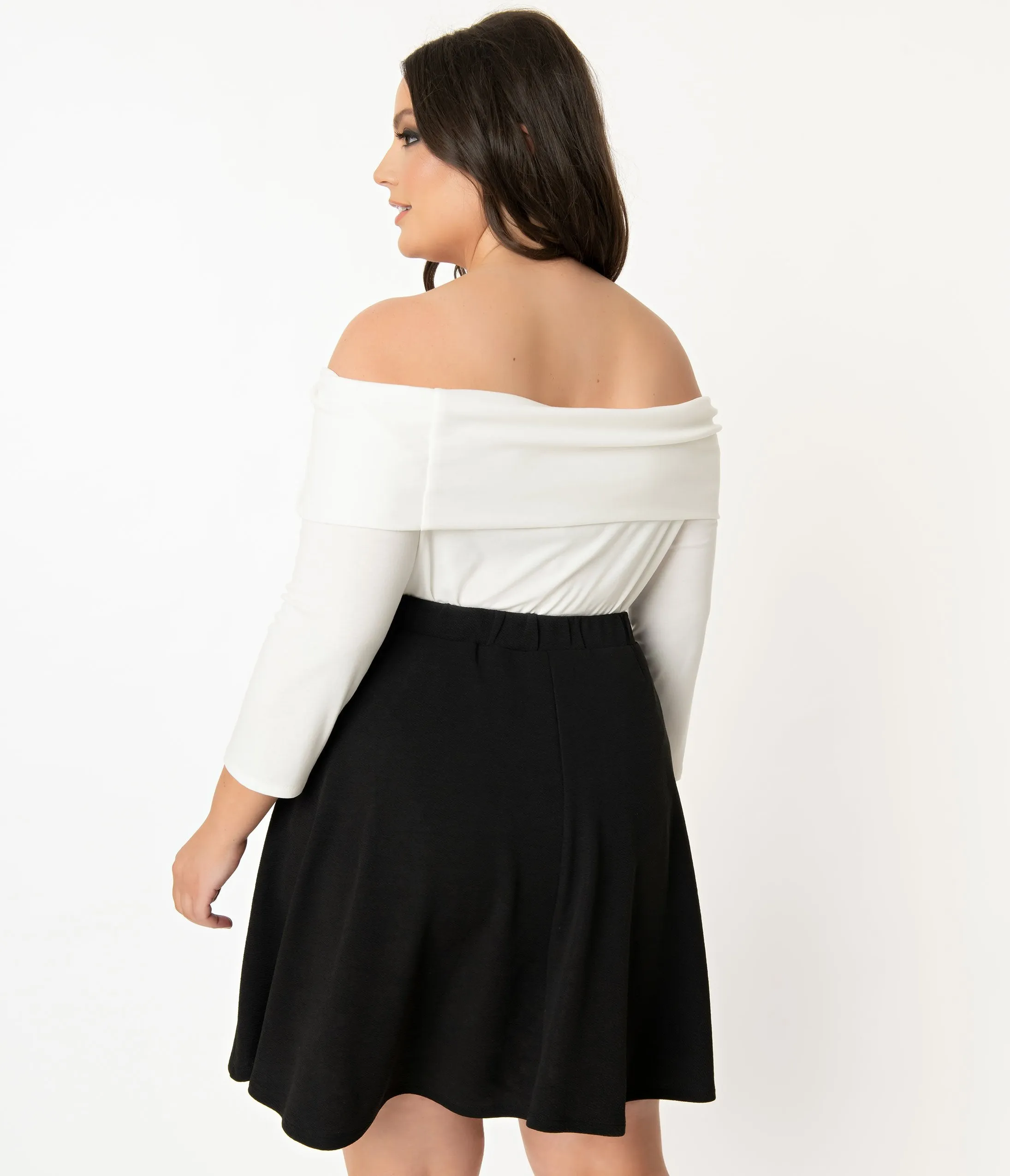 Smak Parlour Plus Size 1960s Black Sweet Talk Flare Skirt