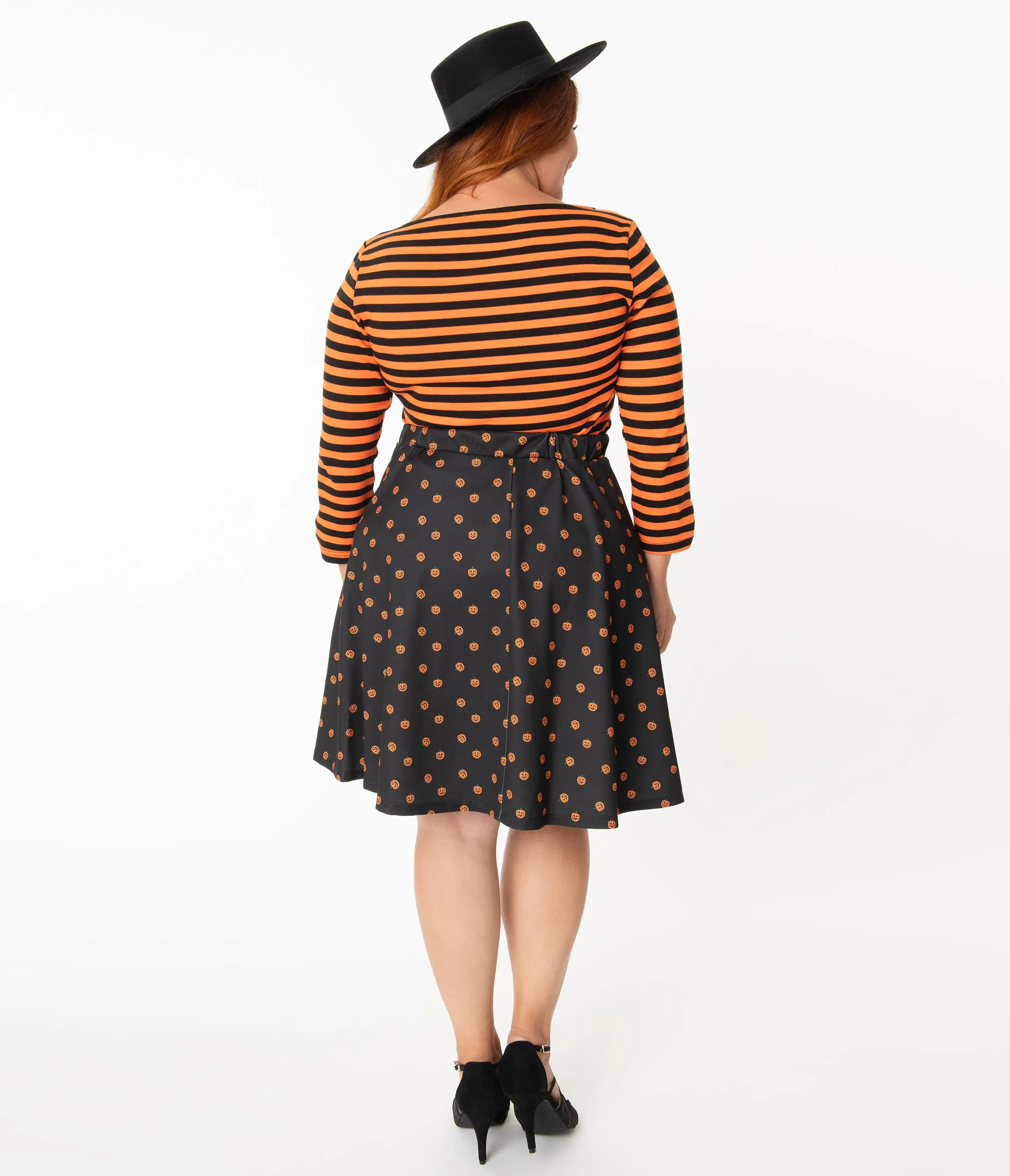 Smak Parlour Plus Size Black & Orange Pumpkin Sweet Talk Skirt