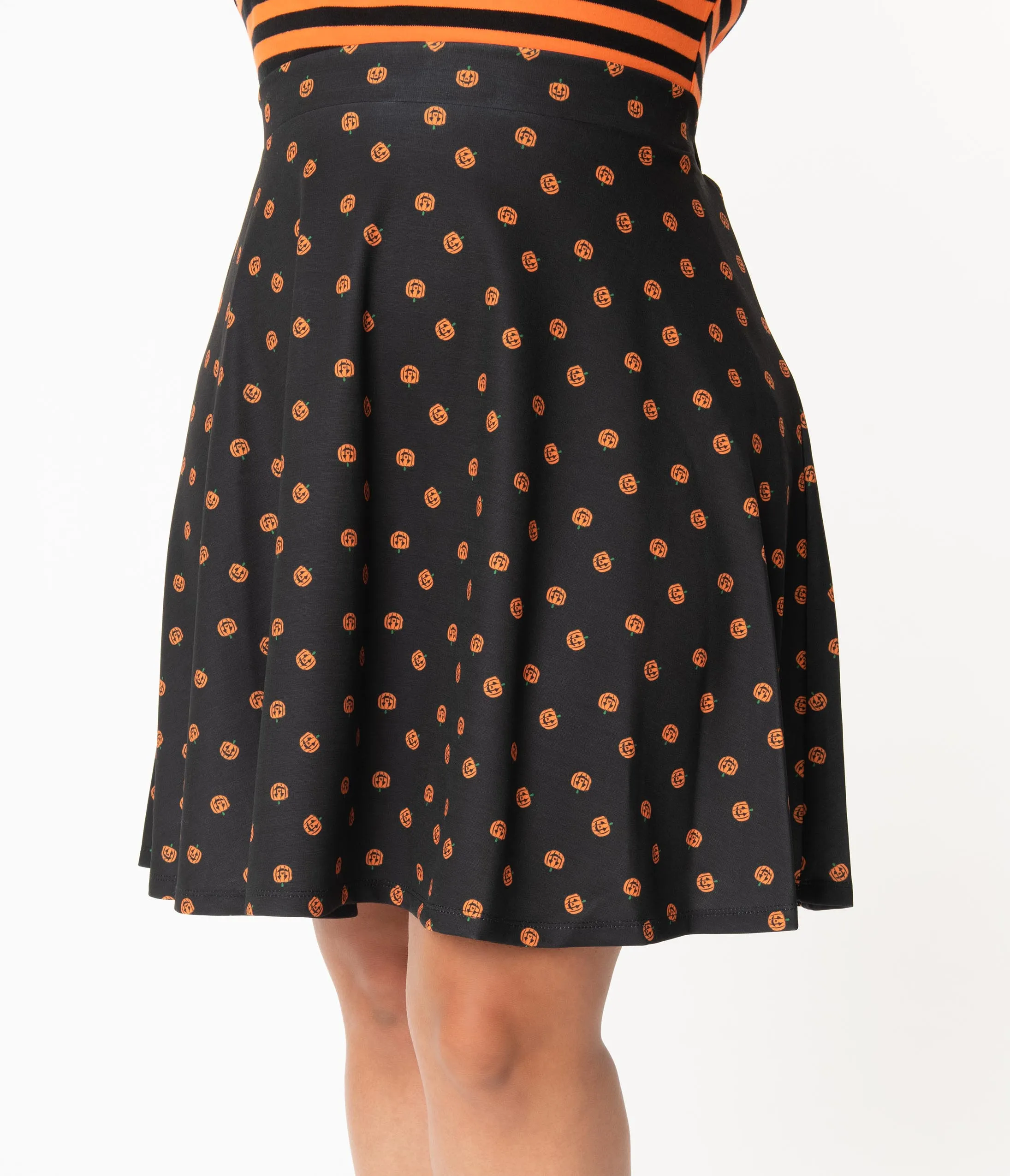 Smak Parlour Plus Size Black & Orange Pumpkin Sweet Talk Skirt