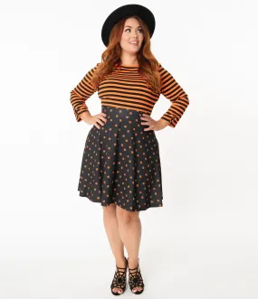 Smak Parlour Plus Size Black & Orange Pumpkin Sweet Talk Skirt