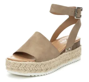 Soda Topic Open Toe Buckle Ankle Strap Espadrilles Flatform Wedge Casual Sandal (6, Dark Natural)