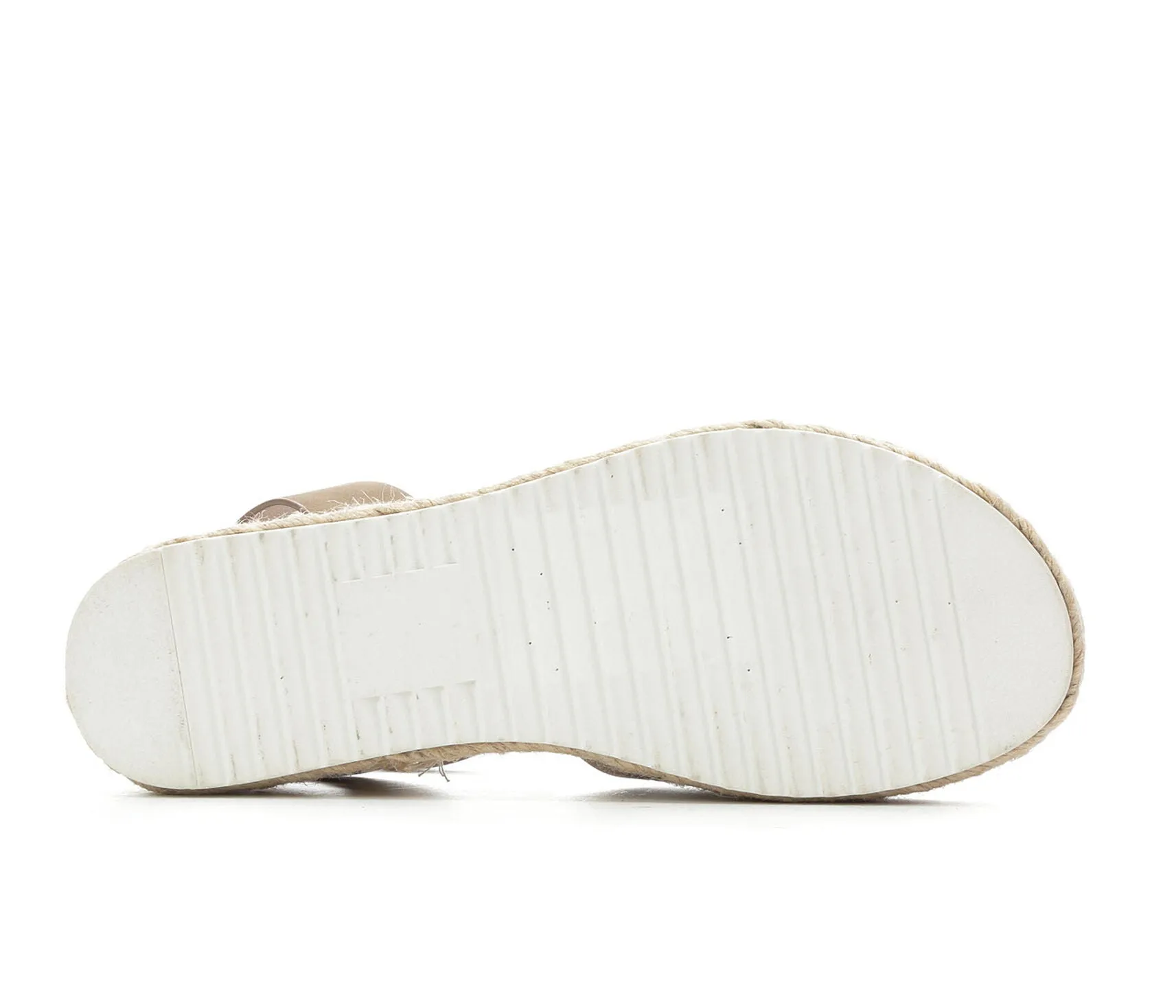 Soda Topic Open Toe Buckle Ankle Strap Espadrilles Flatform Wedge Casual Sandal (6, Dark Natural)