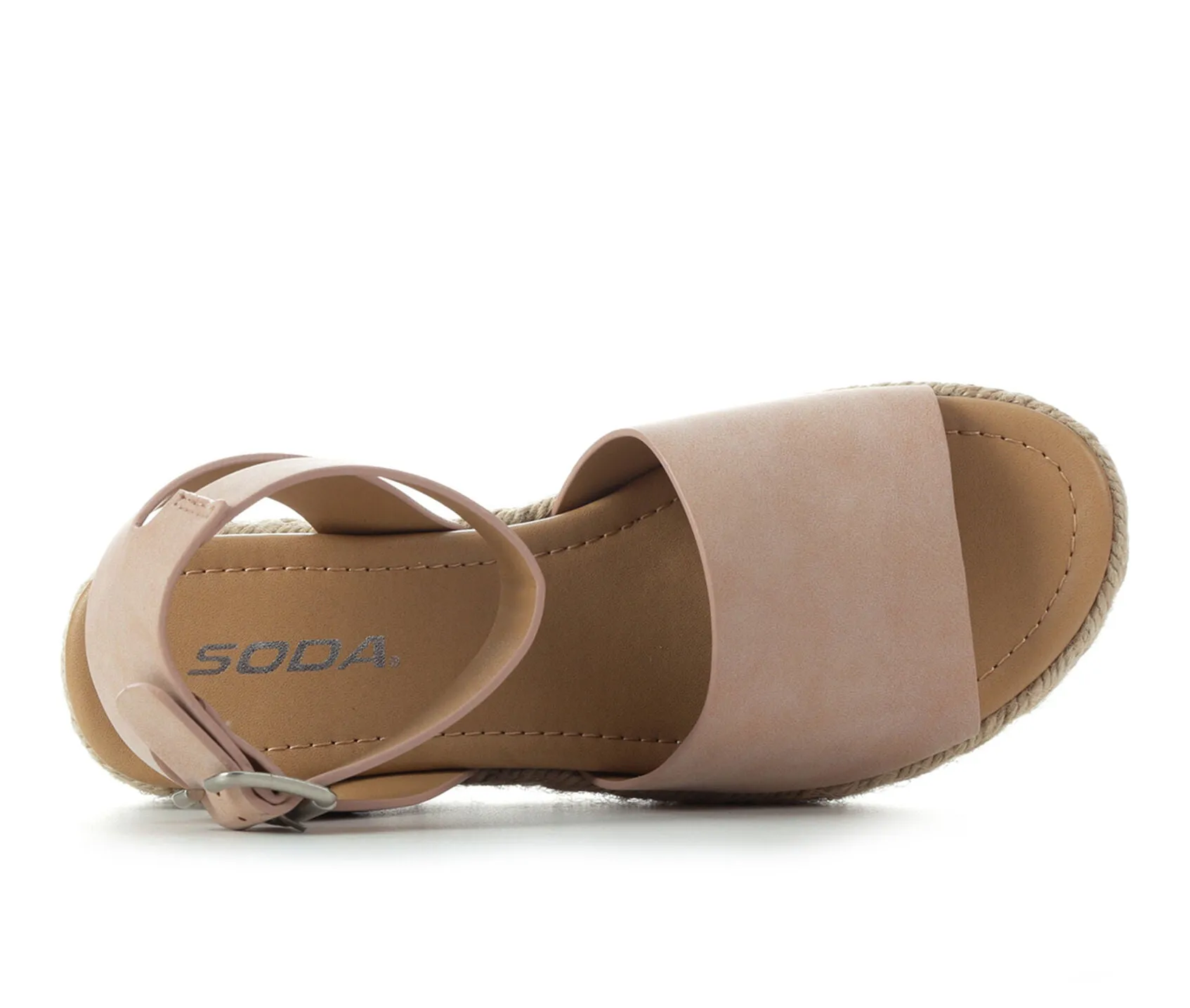 Soda Topic Open Toe Buckle Ankle Strap Espadrilles Flatform Wedge Casual Sandal DUSTY MAUVE