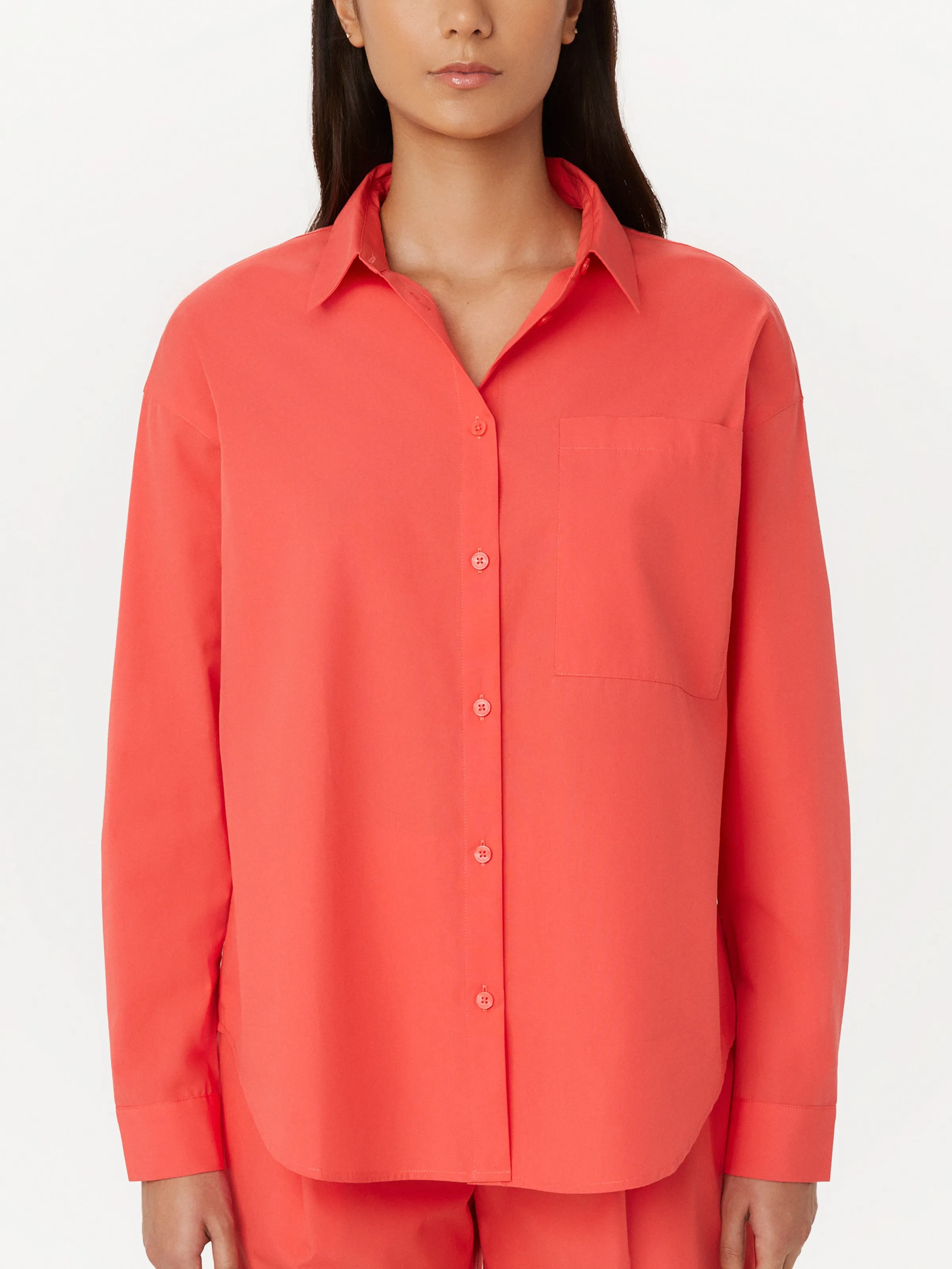 The Relaxed Poplin Shirt in Vibrant Red