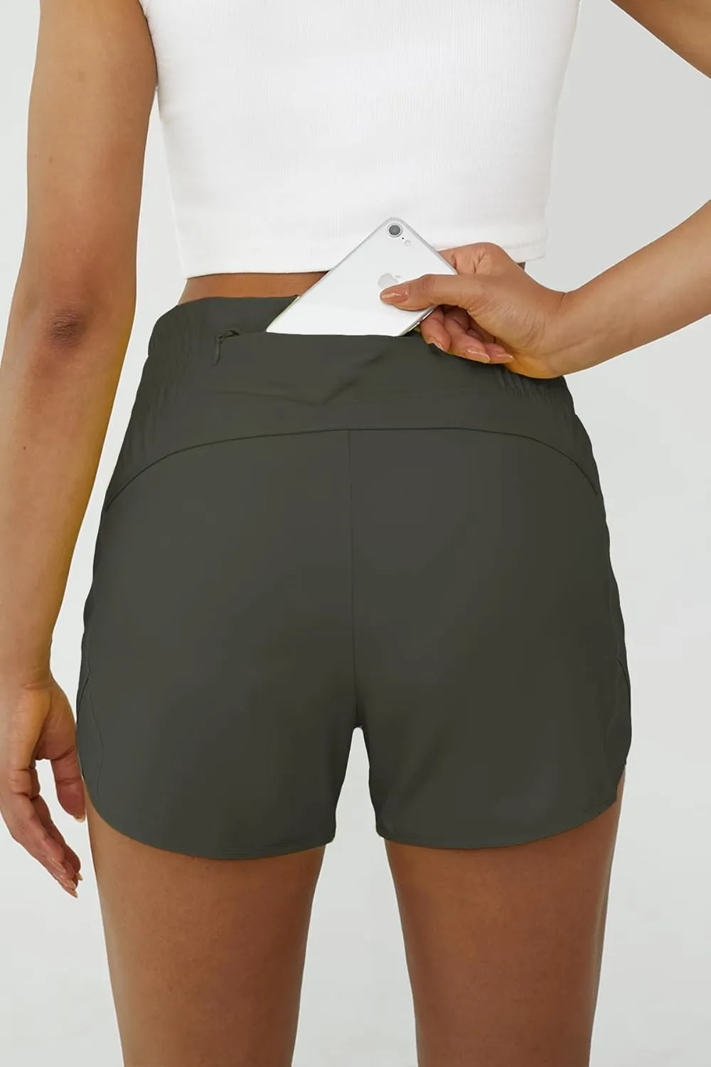Tough Mode Women's High Waisted Running Shorts, Shorts for Women, Elastic Athletic Shorts with Pockets for Gym Yoga