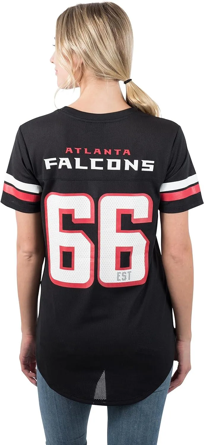 Ultra Game NFL Official Women's Super Soft Mesh Jersey T-Shirt, Atlanta Falcons, Team Color|Atlanta Falcons