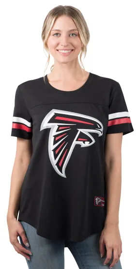 Ultra Game NFL Official Women's Super Soft Mesh Jersey T-Shirt, Atlanta Falcons, Team Color|Atlanta Falcons