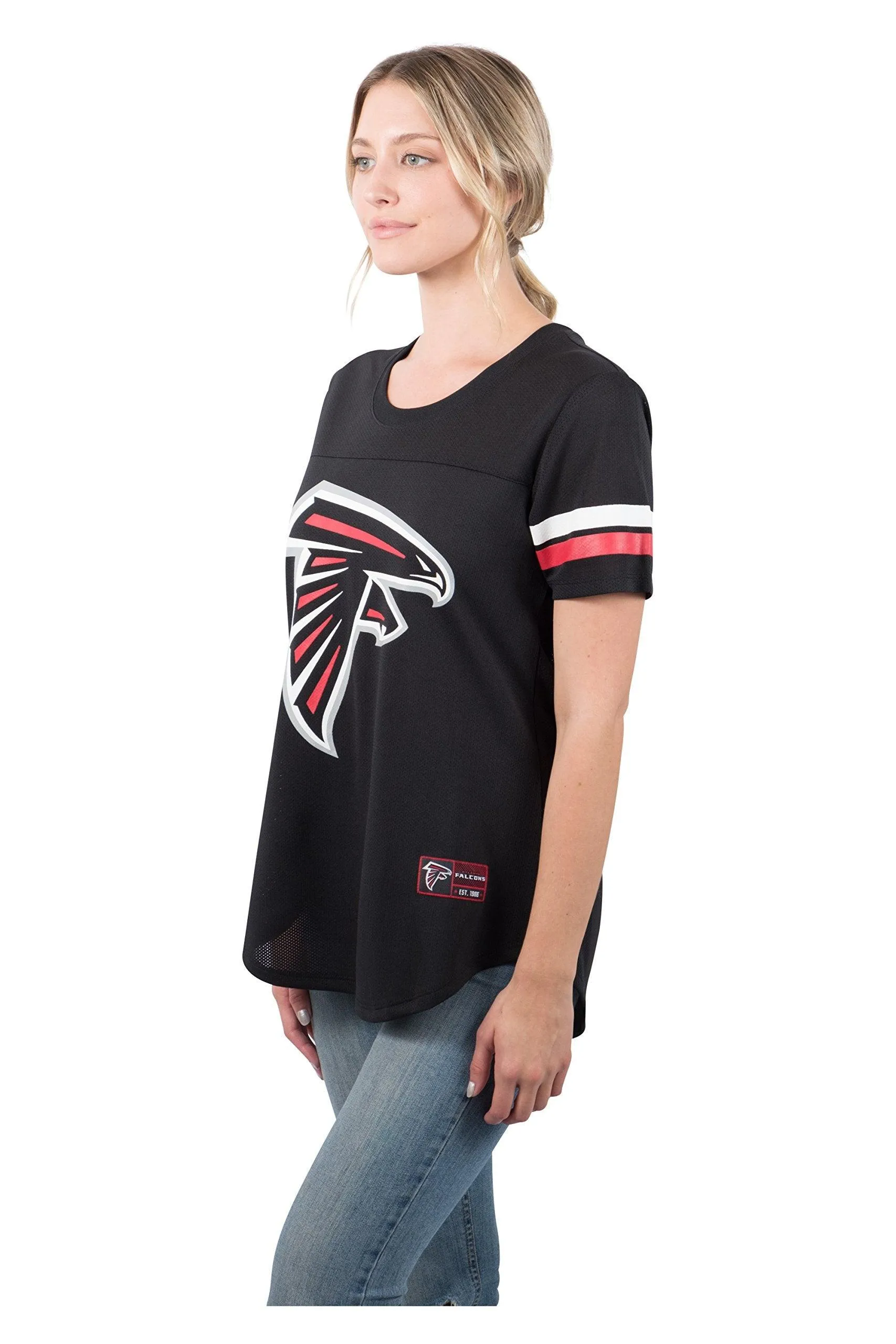 Ultra Game NFL Official Women's Super Soft Mesh Jersey T-Shirt, Atlanta Falcons, Team Color|Atlanta Falcons