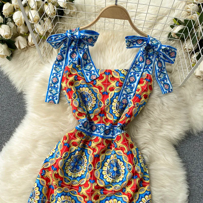 Vintage Dress, Boho Midi Dress, Retro Dress, Blue Coco