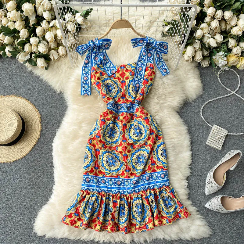 Vintage Dress, Boho Midi Dress, Retro Dress, Blue Coco