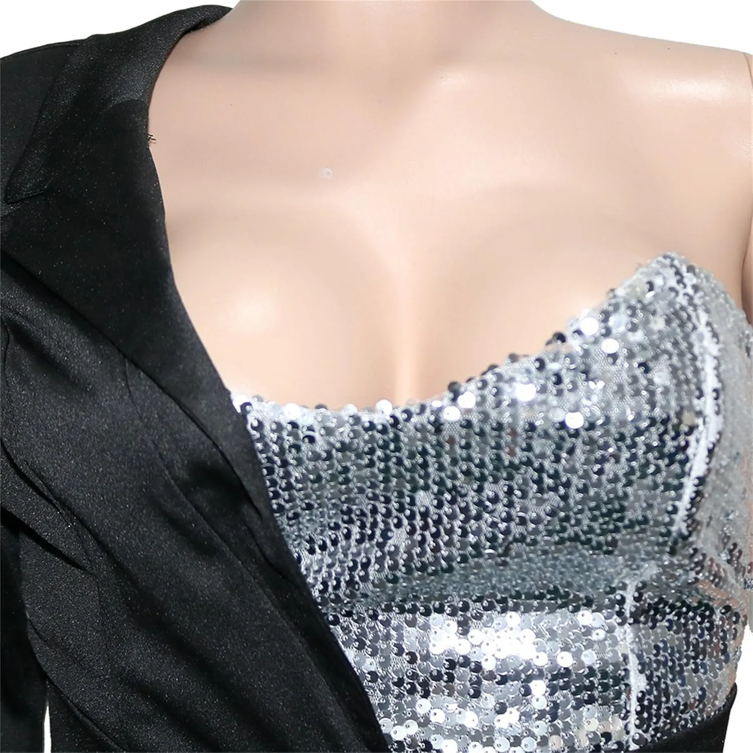 Women Sequin Sexy One Shoulder Dress Long Sleeve Backless Bodycon Cocktail Evening Dress 2024 Formal Party Dress