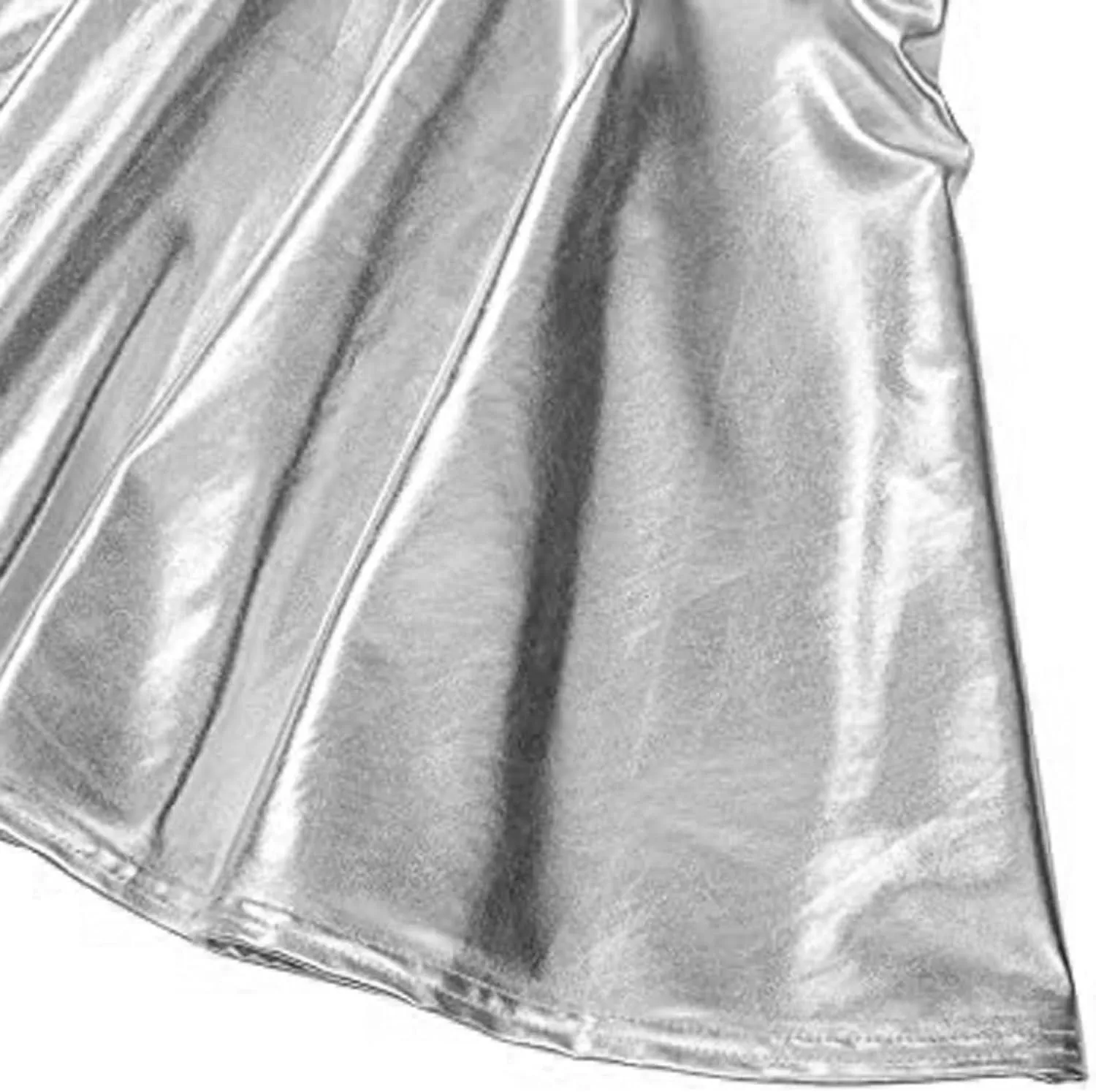 Womens Basic Versatile Mini Skirts Casual Stretchy Flared Skater Skirt Fashion Sexy Solid Pleated Skirt Shiny Skirts