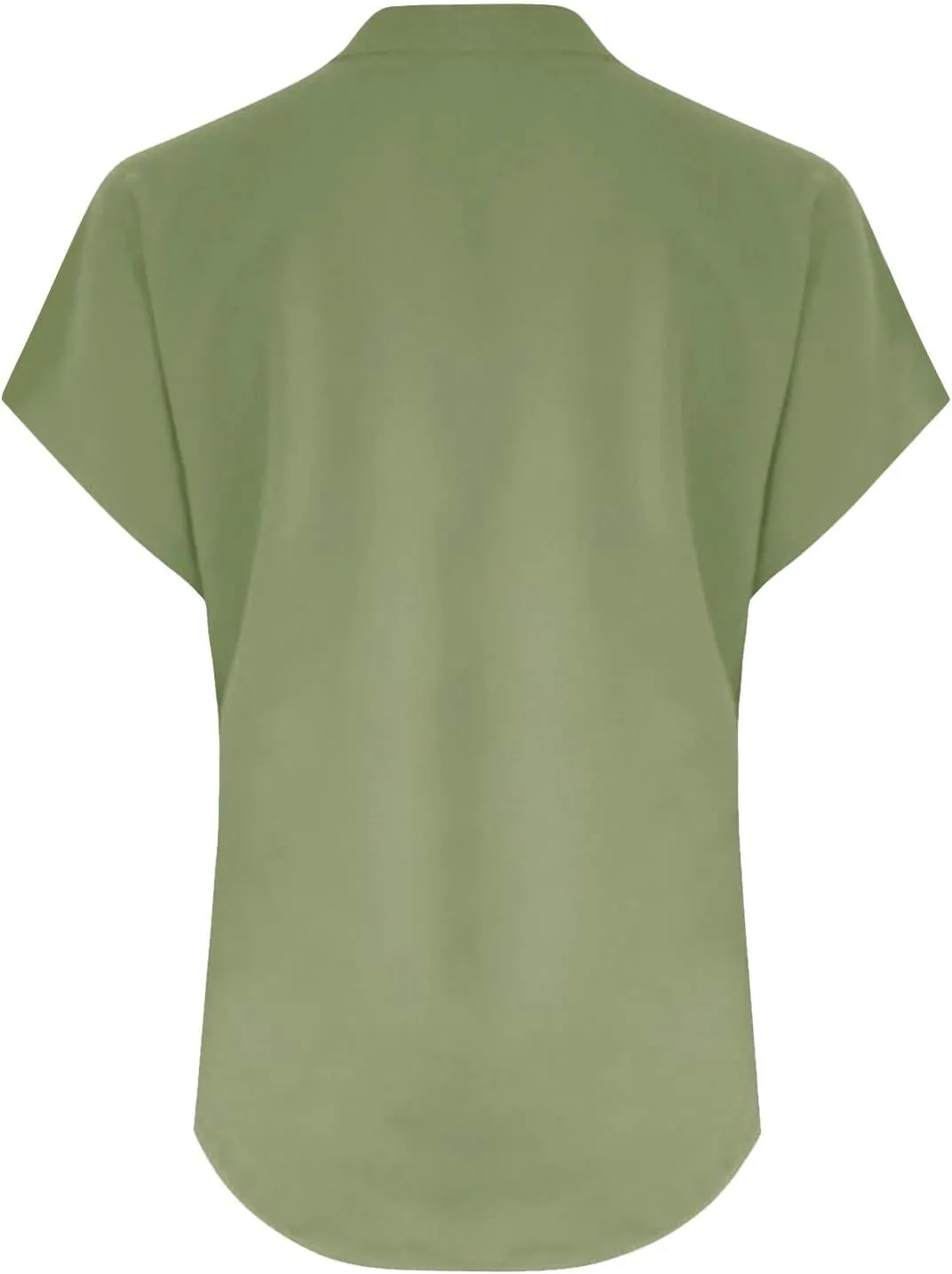 Women's Button Down Linen Shirt Short Sleeve V-Neck Tee Solid Color Casual Blouse Lightweight and Breathable Tops