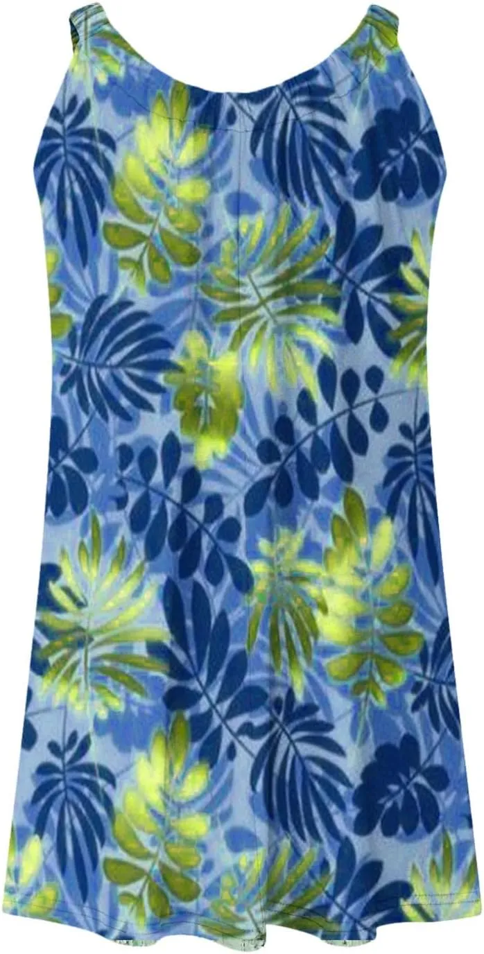 Women's Sleeveless Summer Dresses Casual Dress Aline Mini Dress Floral Printed Swing Dress Vacation Beach Dress