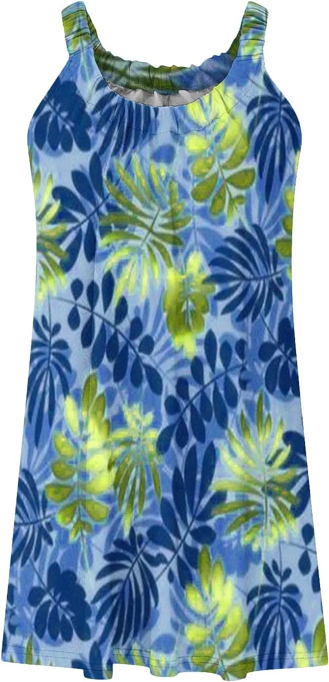 Women's Sleeveless Summer Dresses Casual Dress Aline Mini Dress Floral Printed Swing Dress Vacation Beach Dress