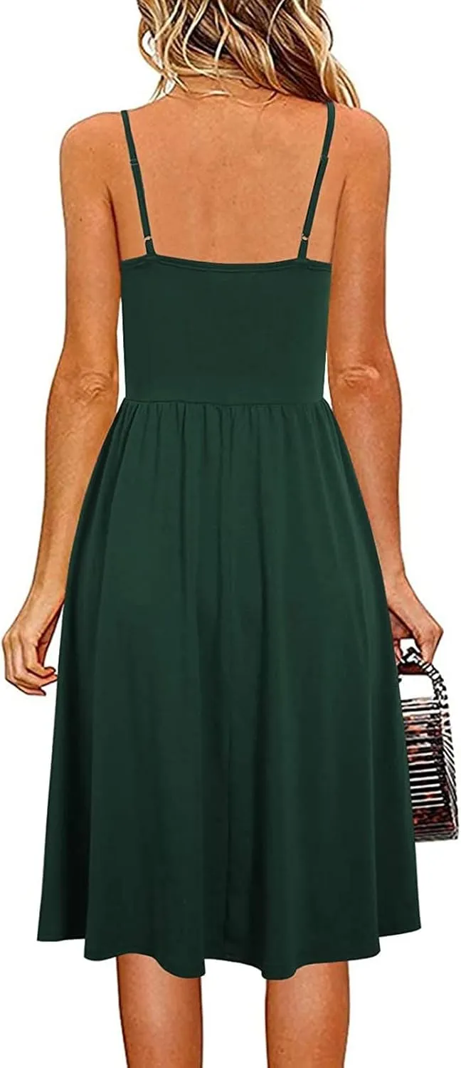 Womens Spaghetti Strap Summer Sundresses Casual Beach Vacation Dresses Wedding Guest Sun Dress Trendy 2025 Clothing