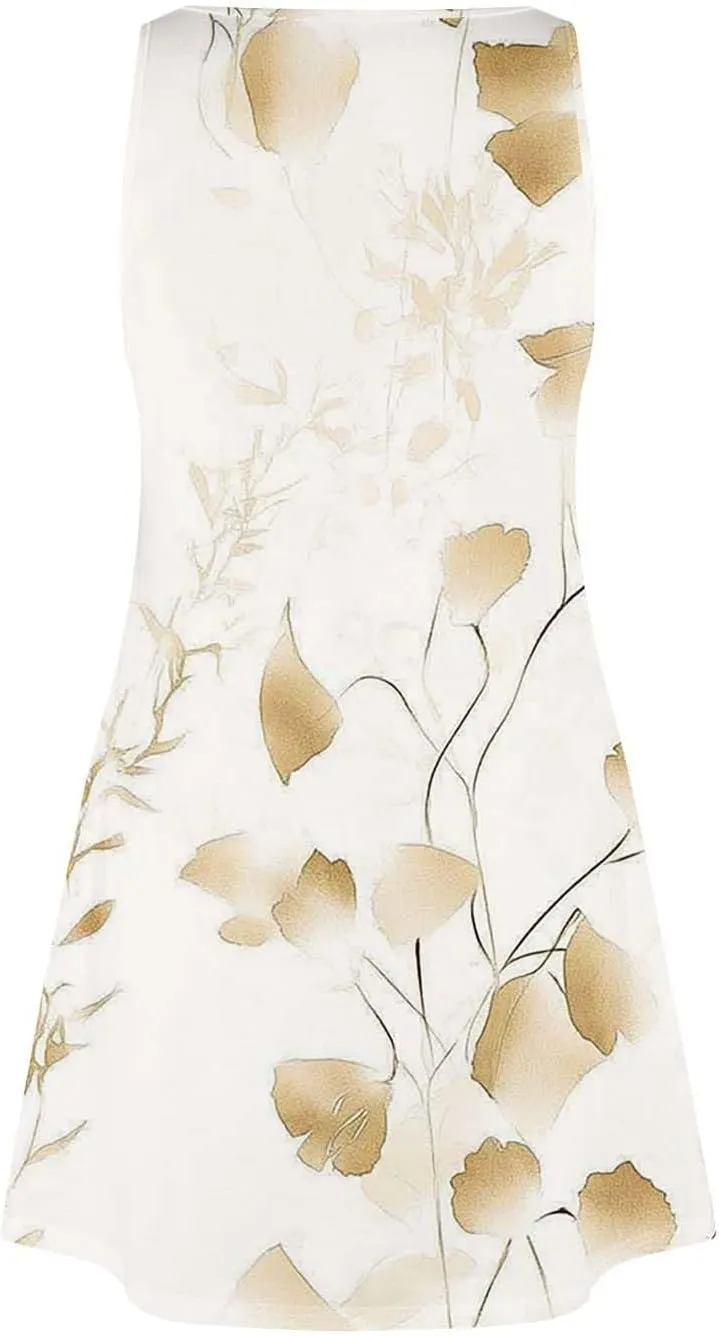 Womens Summer Dresses 2025 Casual Loose Sleeveless V Neck Tank Sundresses Boho Floral Hawaiian Beach Dresses with Pockets