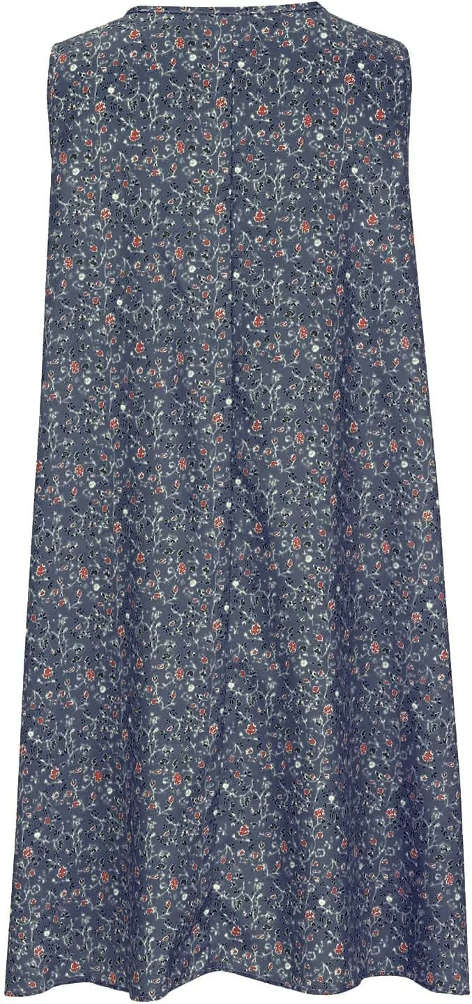 Women's Summer Print Dress Short Sleeve Crew-Neck Loose Dress Beach Dress Sun Dress Ruffled Flowy Midi Dress